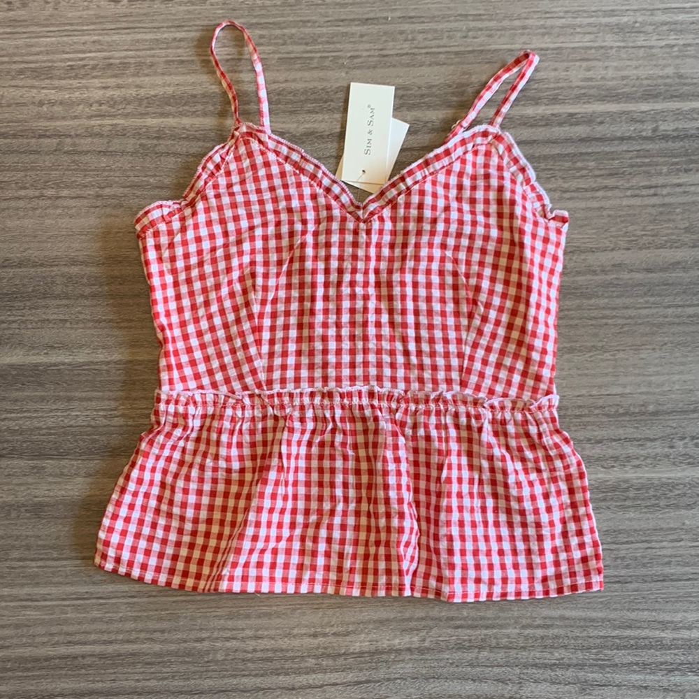 Peplum Gingham Tank